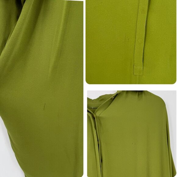 MaxMara Arizia Pure Washed Silk Charmeuse Oversized Dress in Green | Size 8 - Picture 7 of 7